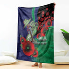 New Zealand Warriors ANZAC Personalised Blanket Lest We Forget Poppy Camo