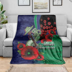 New Zealand Warriors ANZAC Personalised Blanket Lest We Forget Poppy Camo