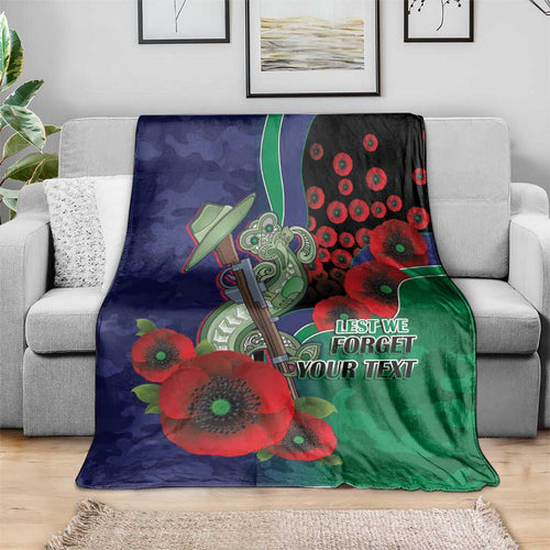 New Zealand Warriors ANZAC Personalised Blanket Lest We Forget Poppy Camo