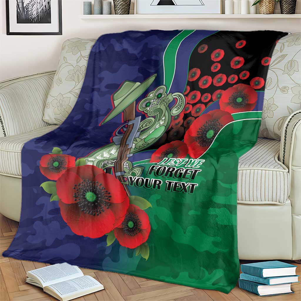 New Zealand Warriors ANZAC Personalised Blanket Lest We Forget Poppy Camo