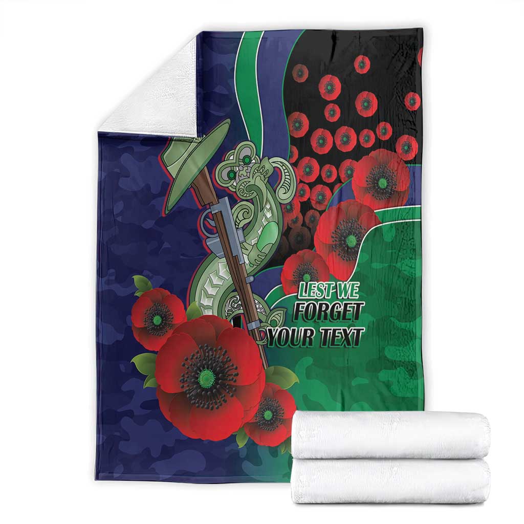 New Zealand Warriors ANZAC Personalised Blanket Lest We Forget Poppy Camo