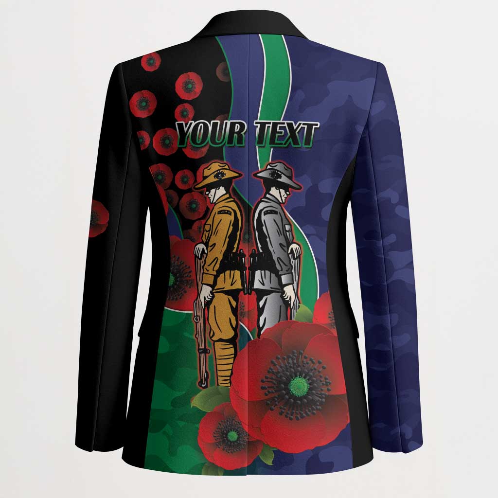 New Zealand Warriors ANZAC Personalised Blazer Lest We Forget Poppy Camo