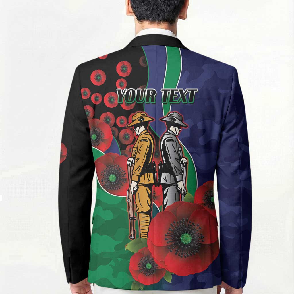 New Zealand Warriors ANZAC Personalised Blazer Lest We Forget Poppy Camo