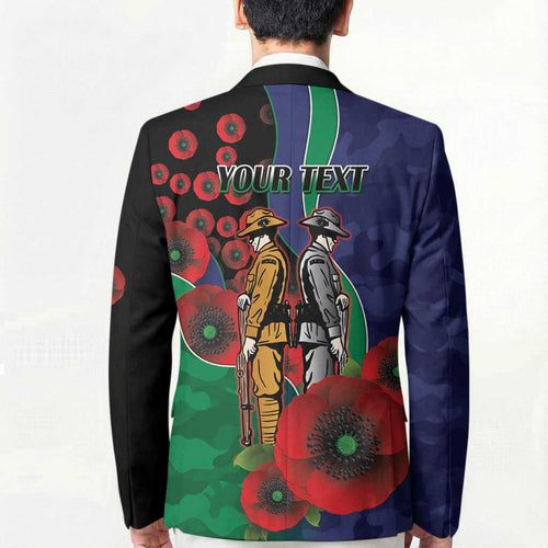 New Zealand Warriors ANZAC Personalised Blazer Lest We Forget Poppy Camo
