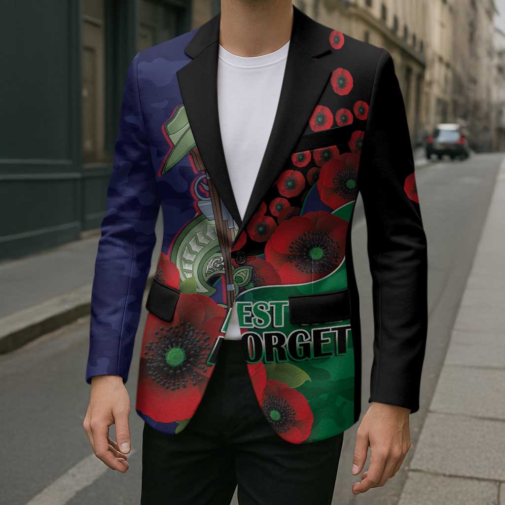 New Zealand Warriors ANZAC Personalised Blazer Lest We Forget Poppy Camo