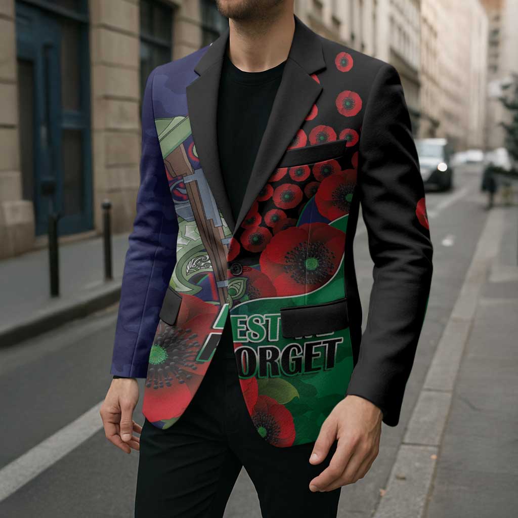 New Zealand Warriors ANZAC Personalised Blazer Lest We Forget Poppy Camo