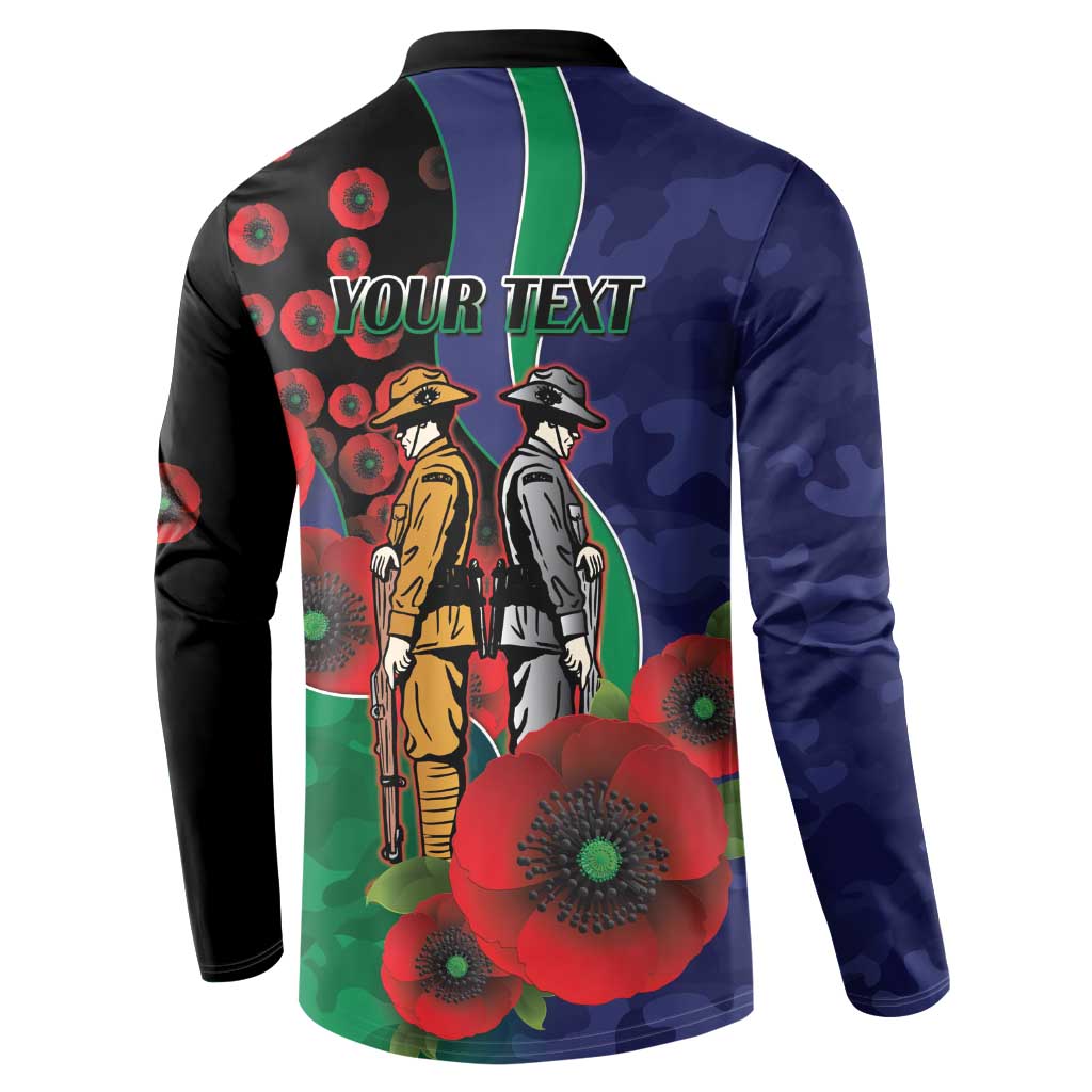 New Zealand Warriors ANZAC Personalised Button Sweatshirt Lest We Forget Poppy Camo