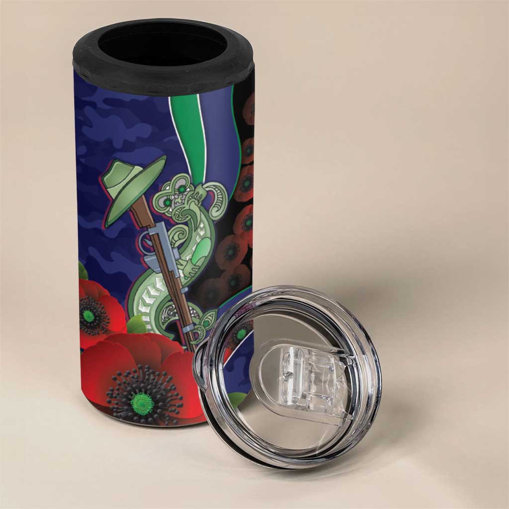 New Zealand Warriors ANZAC Personalised 4 in 1 Can Cooler Tumbler Lest We Forget Poppy Camo