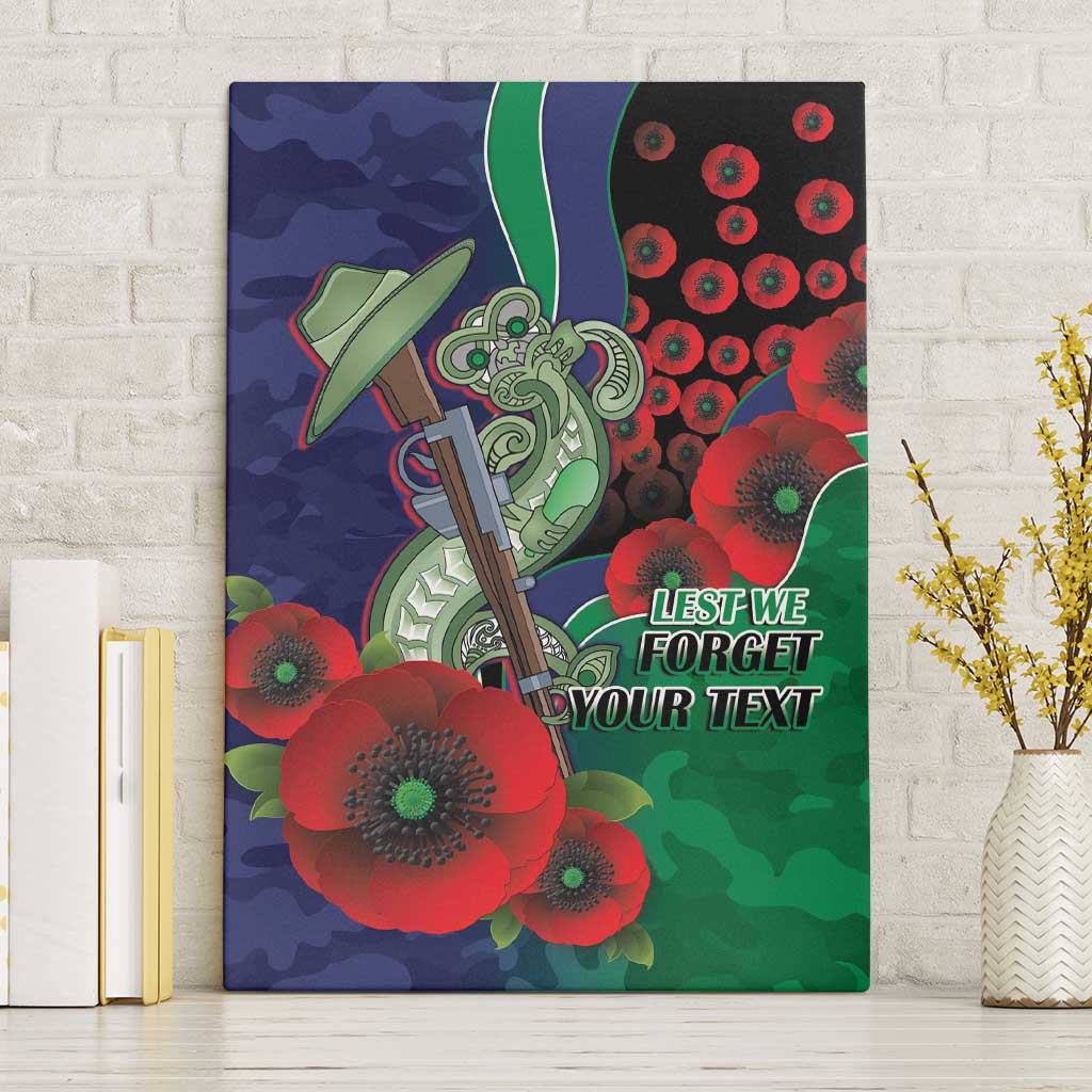 New Zealand Warriors ANZAC Personalised Canvas Wall Art Lest We Forget Poppy Camo