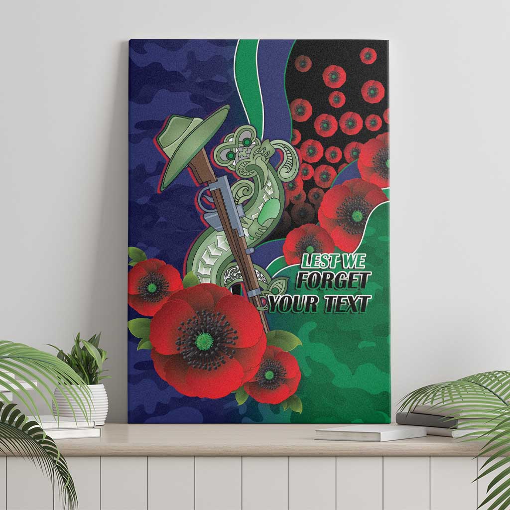 New Zealand Warriors ANZAC Personalised Canvas Wall Art Lest We Forget Poppy Camo