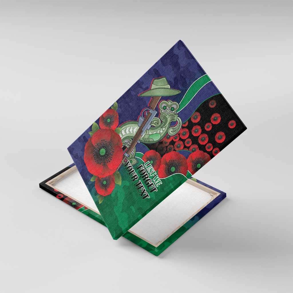 New Zealand Warriors ANZAC Personalised Canvas Wall Art Lest We Forget Poppy Camo