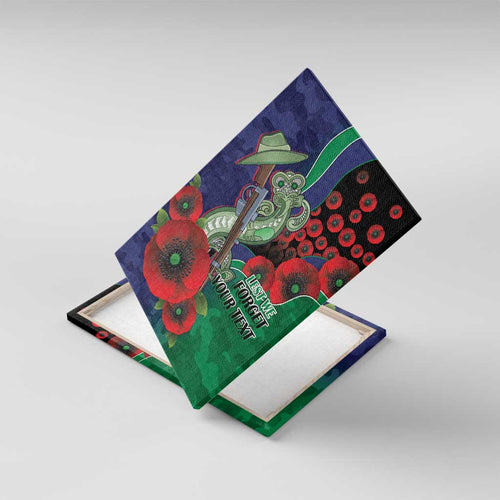 New Zealand Warriors ANZAC Personalised Canvas Wall Art Lest We Forget Poppy Camo