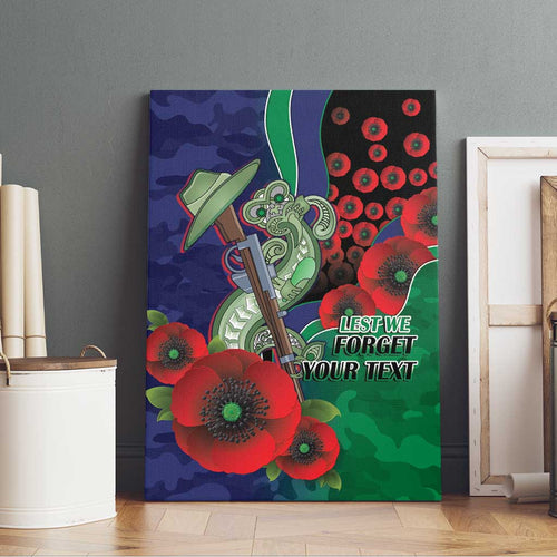 New Zealand Warriors ANZAC Personalised Canvas Wall Art Lest We Forget Poppy Camo