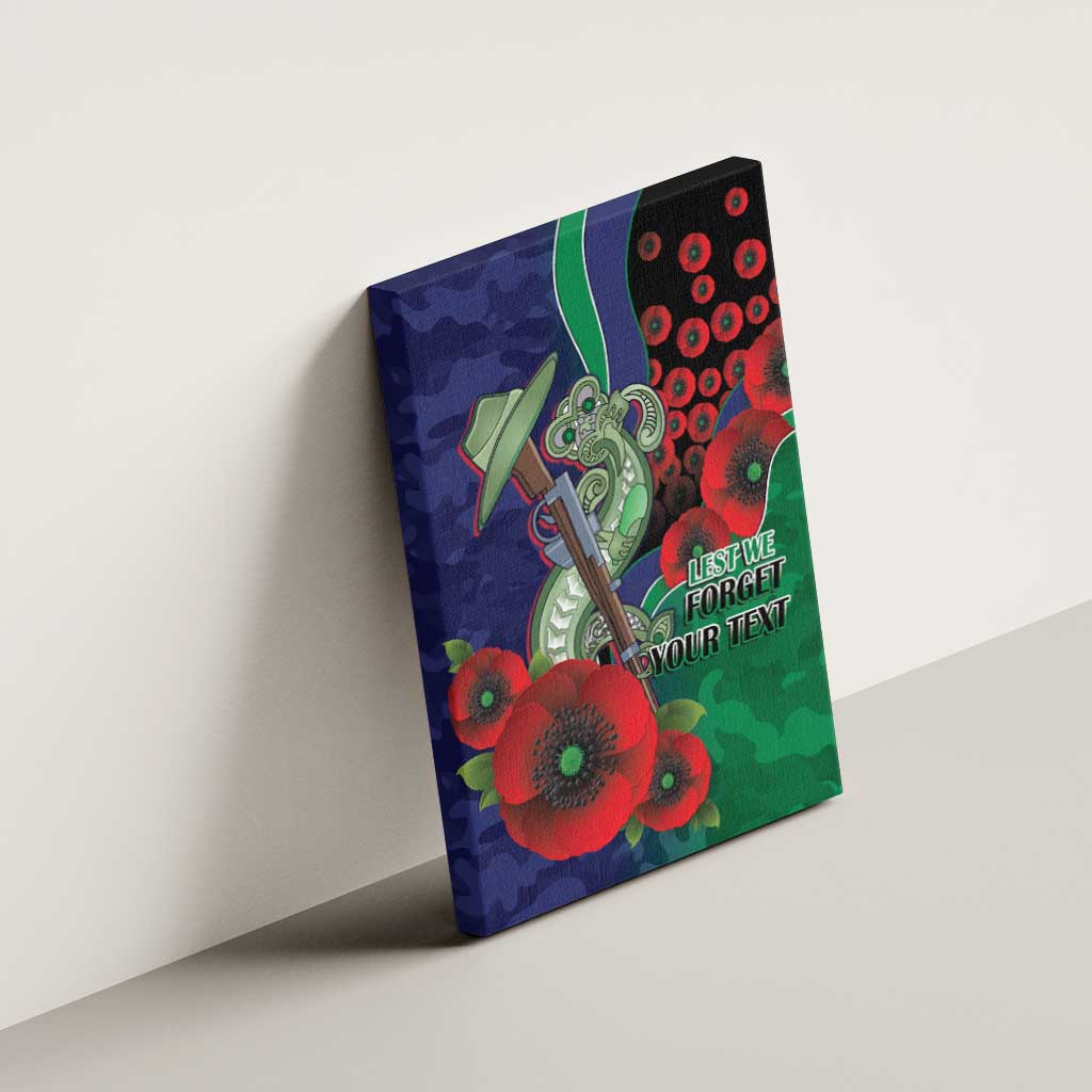 New Zealand Warriors ANZAC Personalised Canvas Wall Art Lest We Forget Poppy Camo