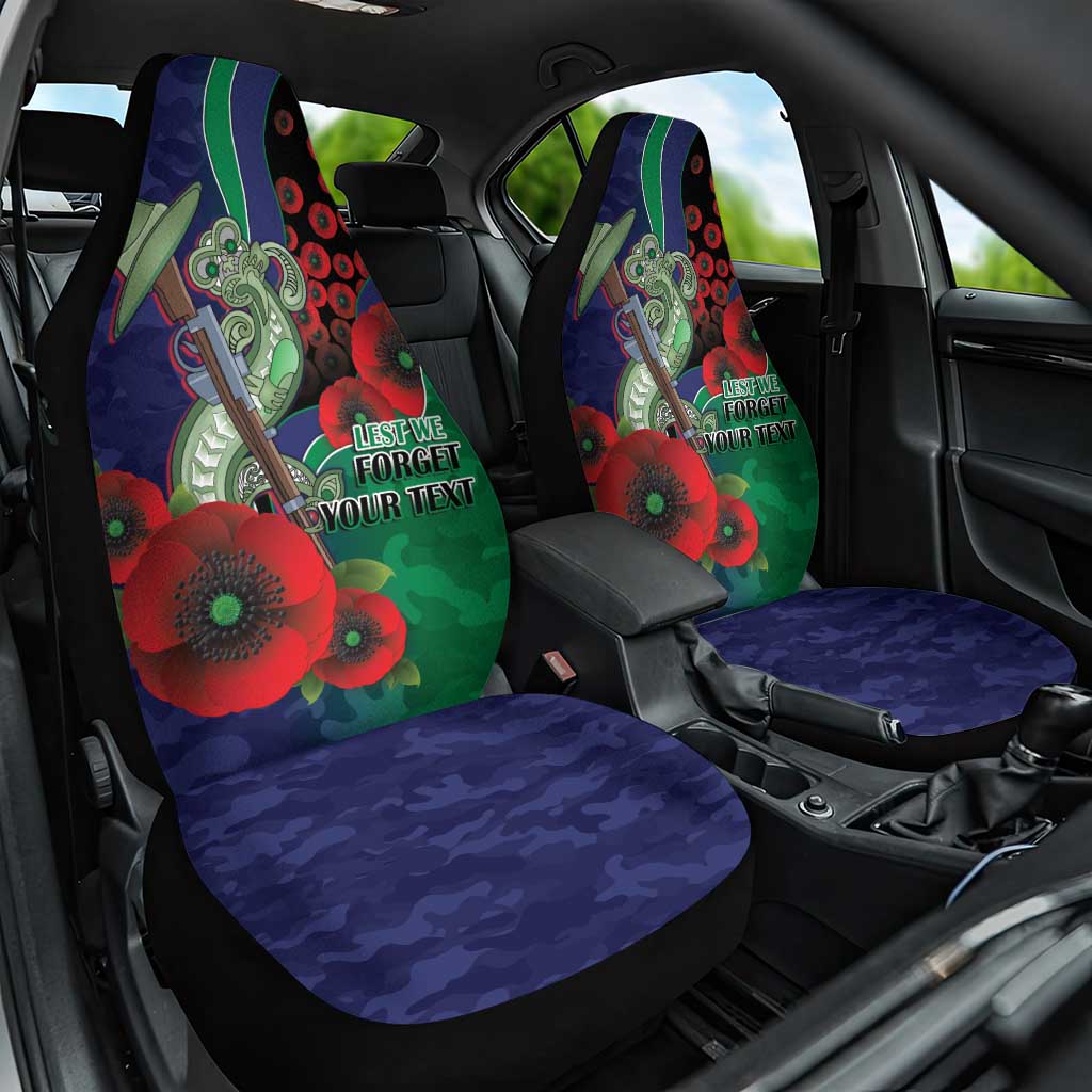 New Zealand Warriors ANZAC Personalised Car Seat Cover Lest We Forget Poppy Camo