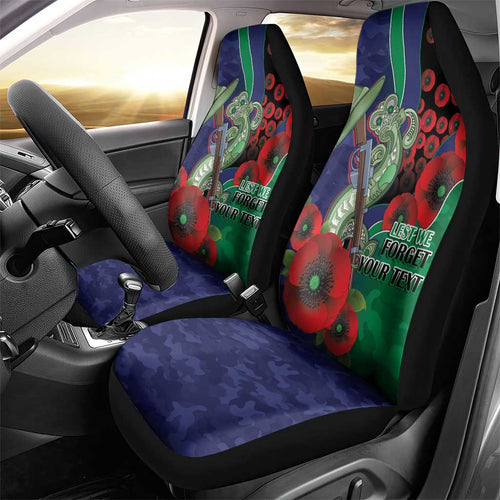 New Zealand Warriors ANZAC Personalised Car Seat Cover Lest We Forget Poppy Camo