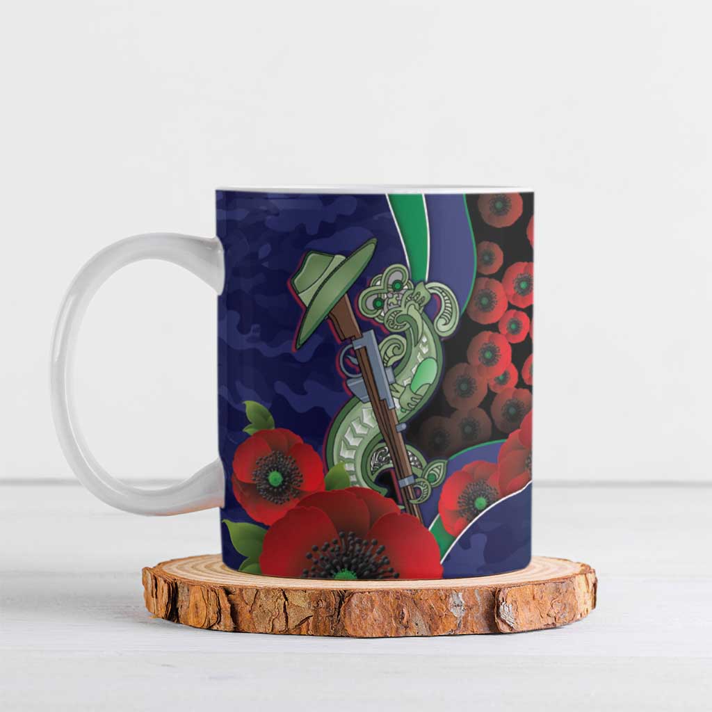 New Zealand Warriors ANZAC Personalised Ceramic Mug Lest We Forget Poppy Camo