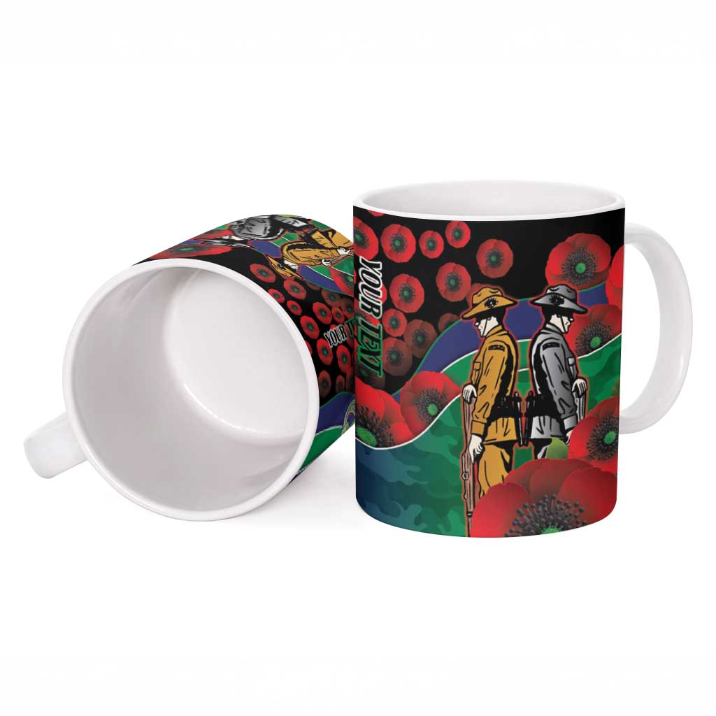New Zealand Warriors ANZAC Personalised Ceramic Mug Lest We Forget Poppy Camo