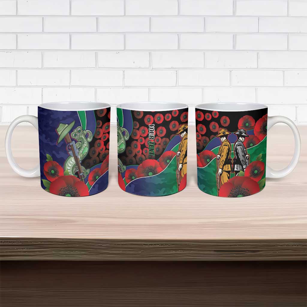 New Zealand Warriors ANZAC Personalised Ceramic Mug Lest We Forget Poppy Camo