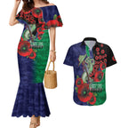 New Zealand Warriors ANZAC Personalised Couples Matching Mermaid Dress and Hawaiian Shirt Lest We Forget Poppy Camo