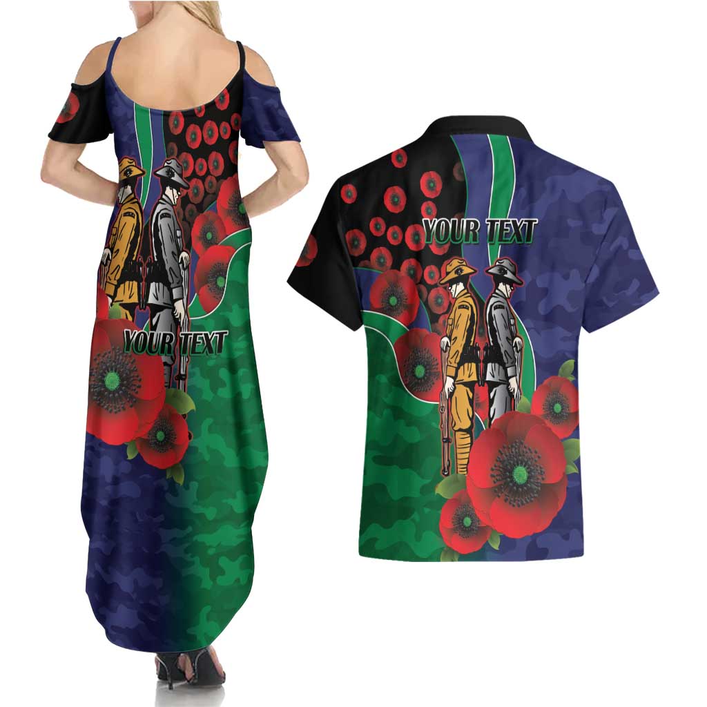 New Zealand Warriors ANZAC Personalised Couples Matching Summer Maxi Dress and Hawaiian Shirt Lest We Forget Poppy Camo