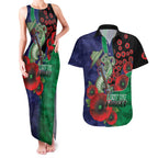 New Zealand Warriors ANZAC Personalised Couples Matching Tank Maxi Dress and Hawaiian Shirt Lest We Forget Poppy Camo