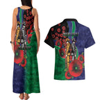 New Zealand Warriors ANZAC Personalised Couples Matching Tank Maxi Dress and Hawaiian Shirt Lest We Forget Poppy Camo