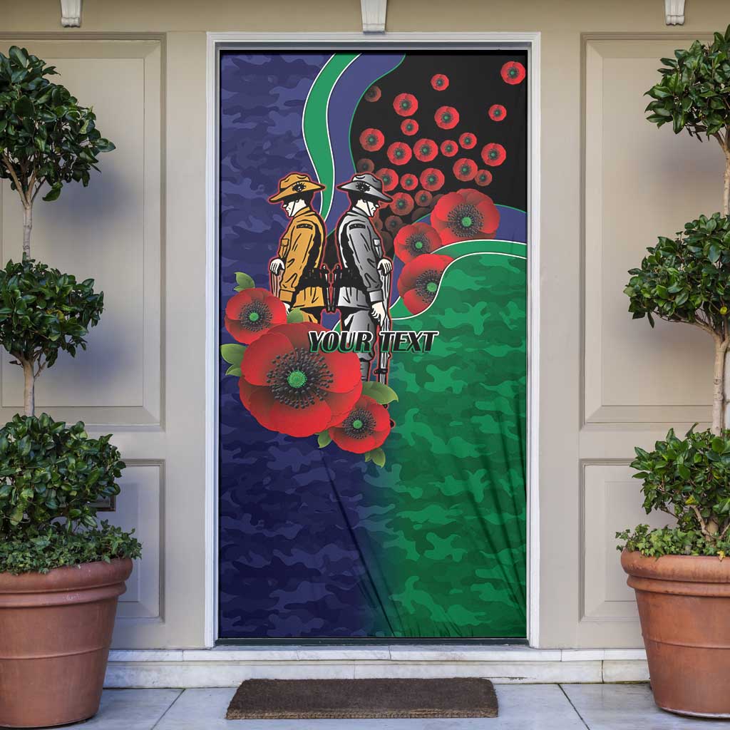 New Zealand Warriors ANZAC Personalised Door Cover Lest We Forget Poppy Camo