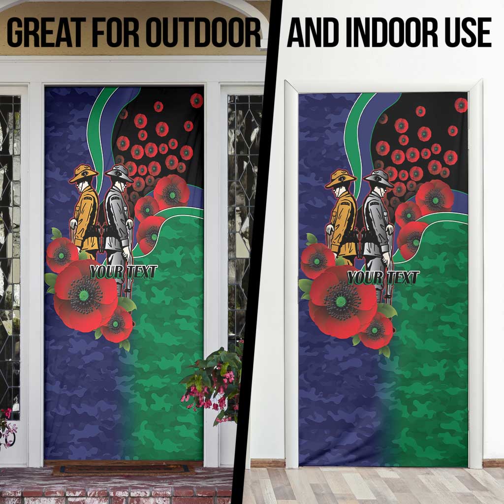 New Zealand Warriors ANZAC Personalised Door Cover Lest We Forget Poppy Camo