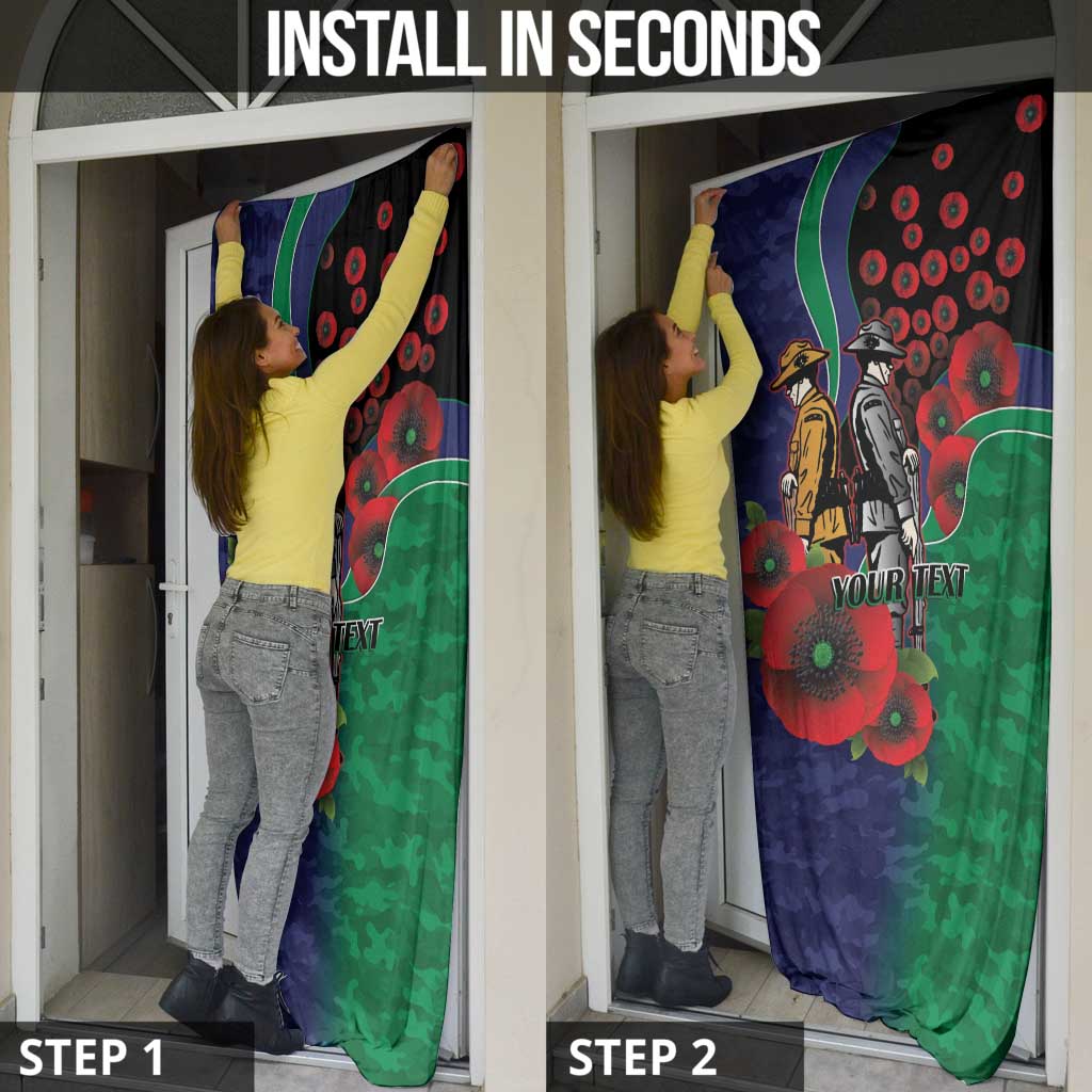 New Zealand Warriors ANZAC Personalised Door Cover Lest We Forget Poppy Camo