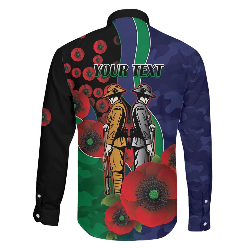 New Zealand Warriors ANZAC Personalised Family Matching Long Sleeve Bodycon Dress and Hawaiian Shirt Lest We Forget Poppy Camo