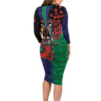 New Zealand Warriors ANZAC Personalised Family Matching Long Sleeve Bodycon Dress and Hawaiian Shirt Lest We Forget Poppy Camo