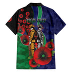 New Zealand Warriors ANZAC Personalised Family Matching Off The Shoulder Long Sleeve Dress and Hawaiian Shirt Lest We Forget Poppy Camo