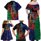 New Zealand Warriors ANZAC Personalised Family Matching Off Shoulder Maxi Dress and Hawaiian Shirt Lest We Forget Poppy Camo