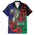 New Zealand Warriors ANZAC Personalised Family Matching Off Shoulder Short Dress and Hawaiian Shirt Lest We Forget Poppy Camo