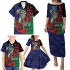 New Zealand Warriors ANZAC Personalised Family Matching Puletasi and Hawaiian Shirt Lest We Forget Poppy Camo