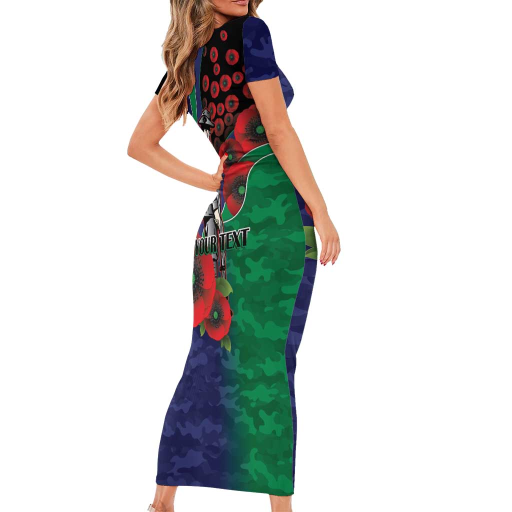 New Zealand Warriors ANZAC Personalised Family Matching Short Sleeve Bodycon Dress and Hawaiian Shirt Lest We Forget Poppy Camo