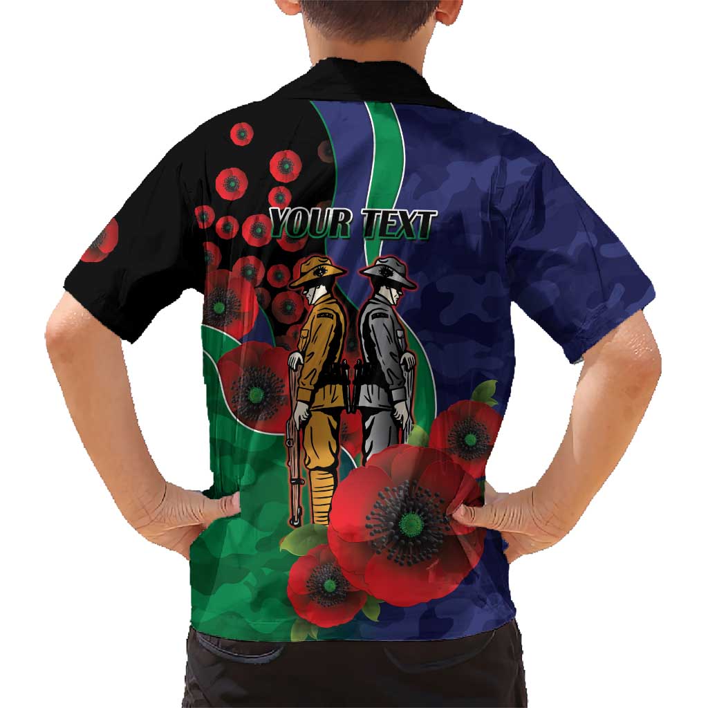 New Zealand Warriors ANZAC Personalised Family Matching Summer Maxi Dress and Hawaiian Shirt Lest We Forget Poppy Camo
