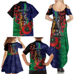 New Zealand Warriors ANZAC Personalised Family Matching Summer Maxi Dress and Hawaiian Shirt Lest We Forget Poppy Camo