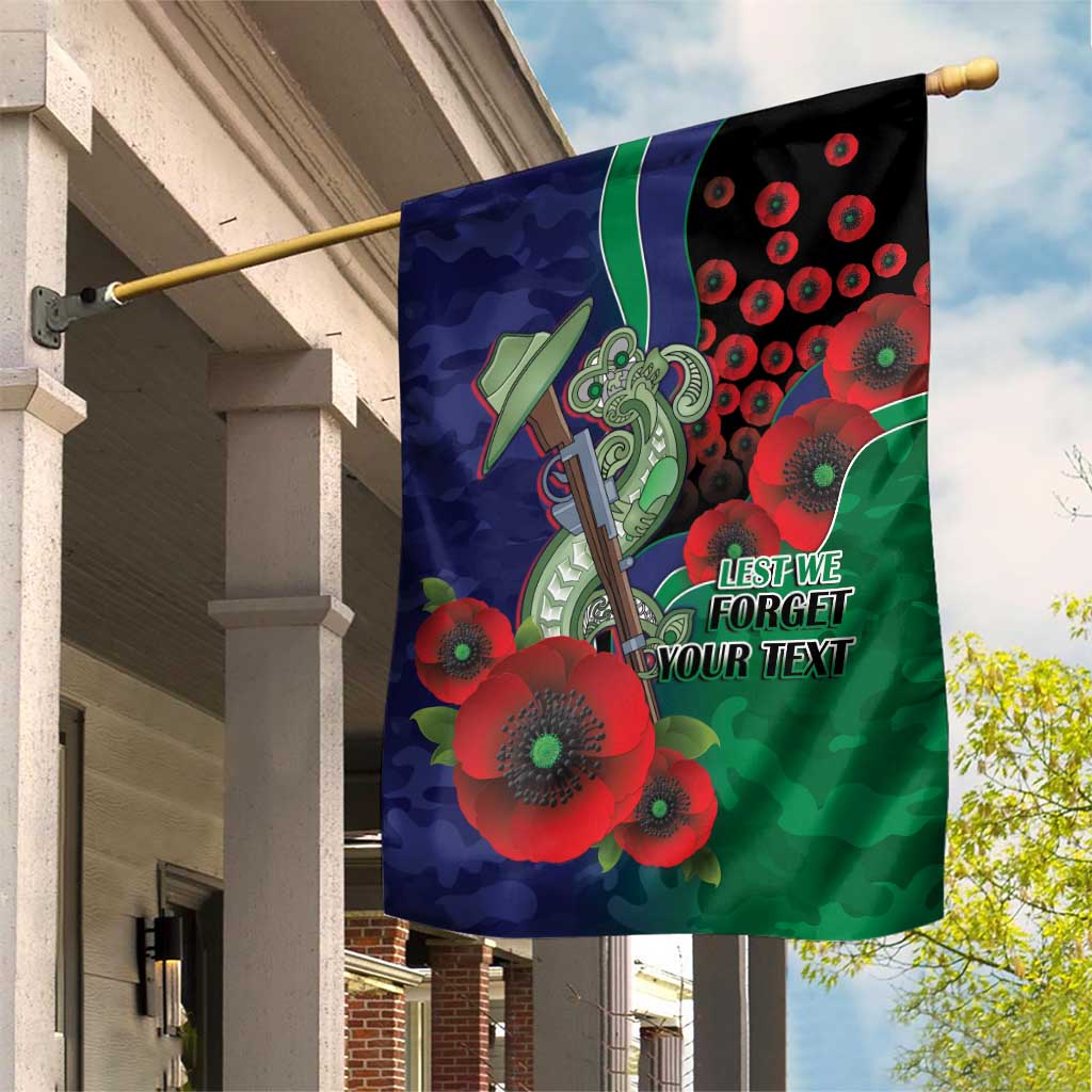 New Zealand Warriors ANZAC Personalised Garden Flag Lest We Forget Poppy Camo