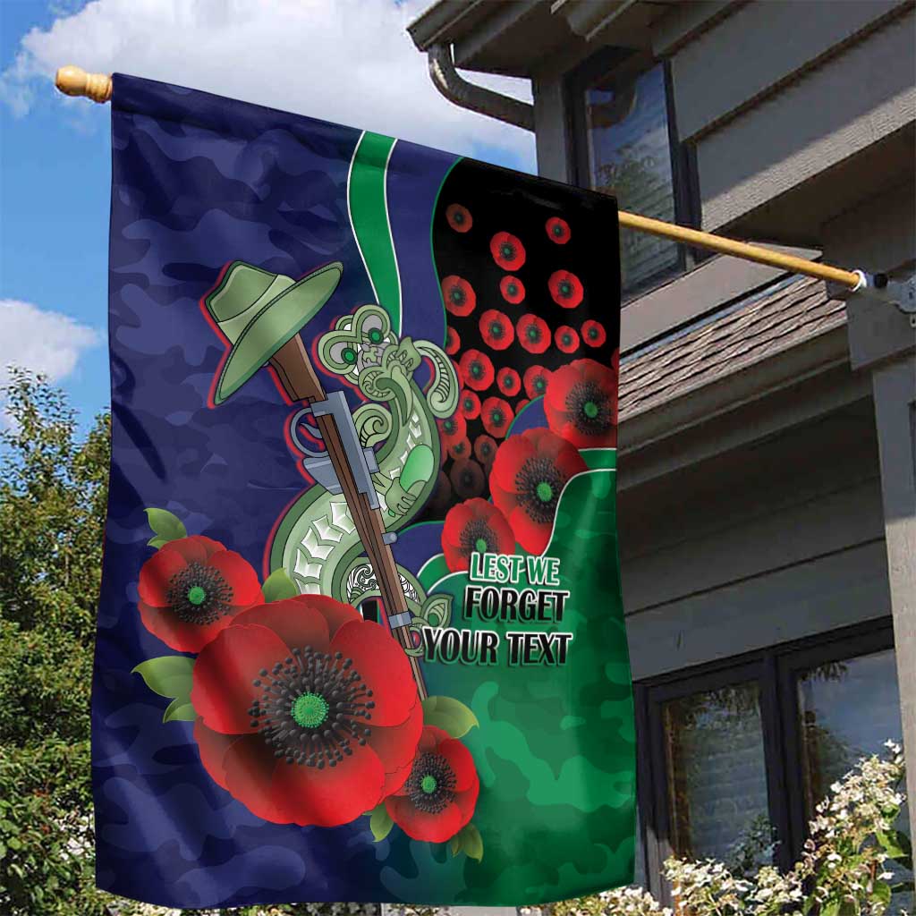 New Zealand Warriors ANZAC Personalised Garden Flag Lest We Forget Poppy Camo