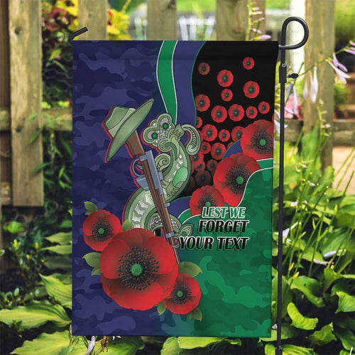 New Zealand Warriors ANZAC Personalised Garden Flag Lest We Forget Poppy Camo