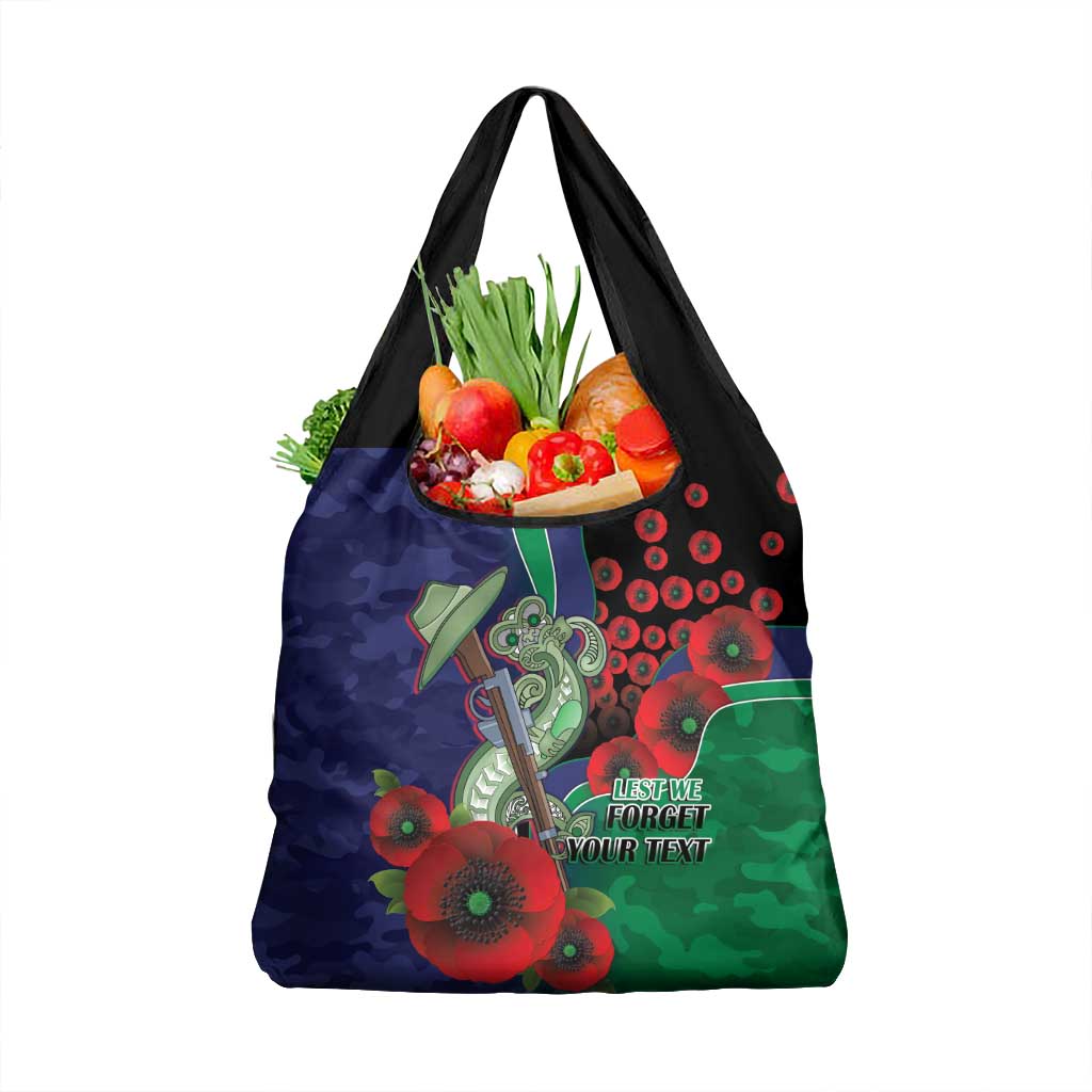 New Zealand Warriors ANZAC Personalised Grocery Bag Lest We Forget Poppy Camo