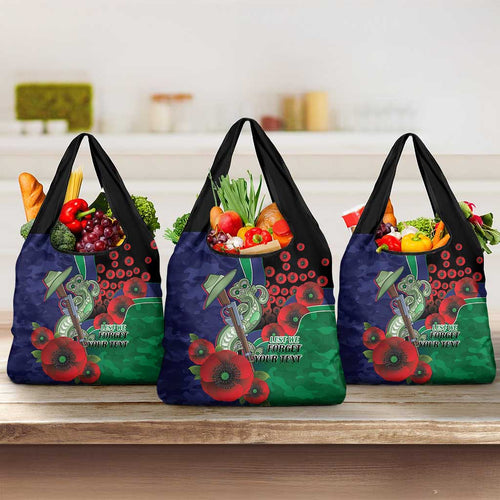New Zealand Warriors ANZAC Personalised Grocery Bag Lest We Forget Poppy Camo