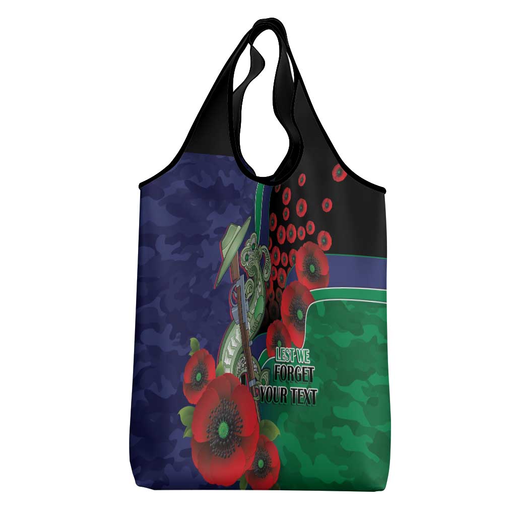 New Zealand Warriors ANZAC Personalised Grocery Bag Lest We Forget Poppy Camo