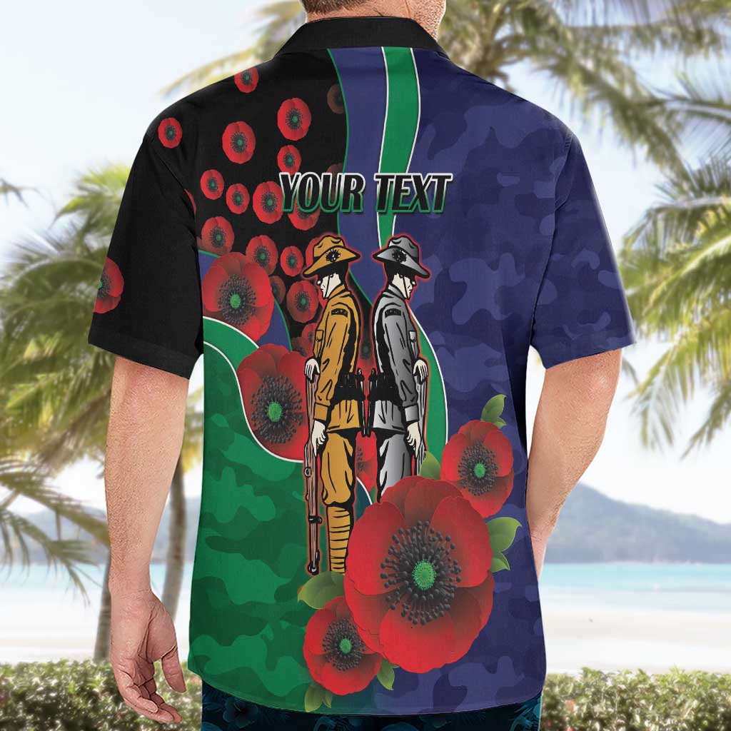 New Zealand Warriors ANZAC Personalised Hawaiian Shirt Lest We Forget Poppy Camo