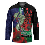 New Zealand Warriors ANZAC Personalised Hockey Jersey Lest We Forget Poppy Camo