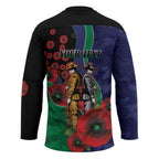 New Zealand Warriors ANZAC Personalised Hockey Jersey Lest We Forget Poppy Camo