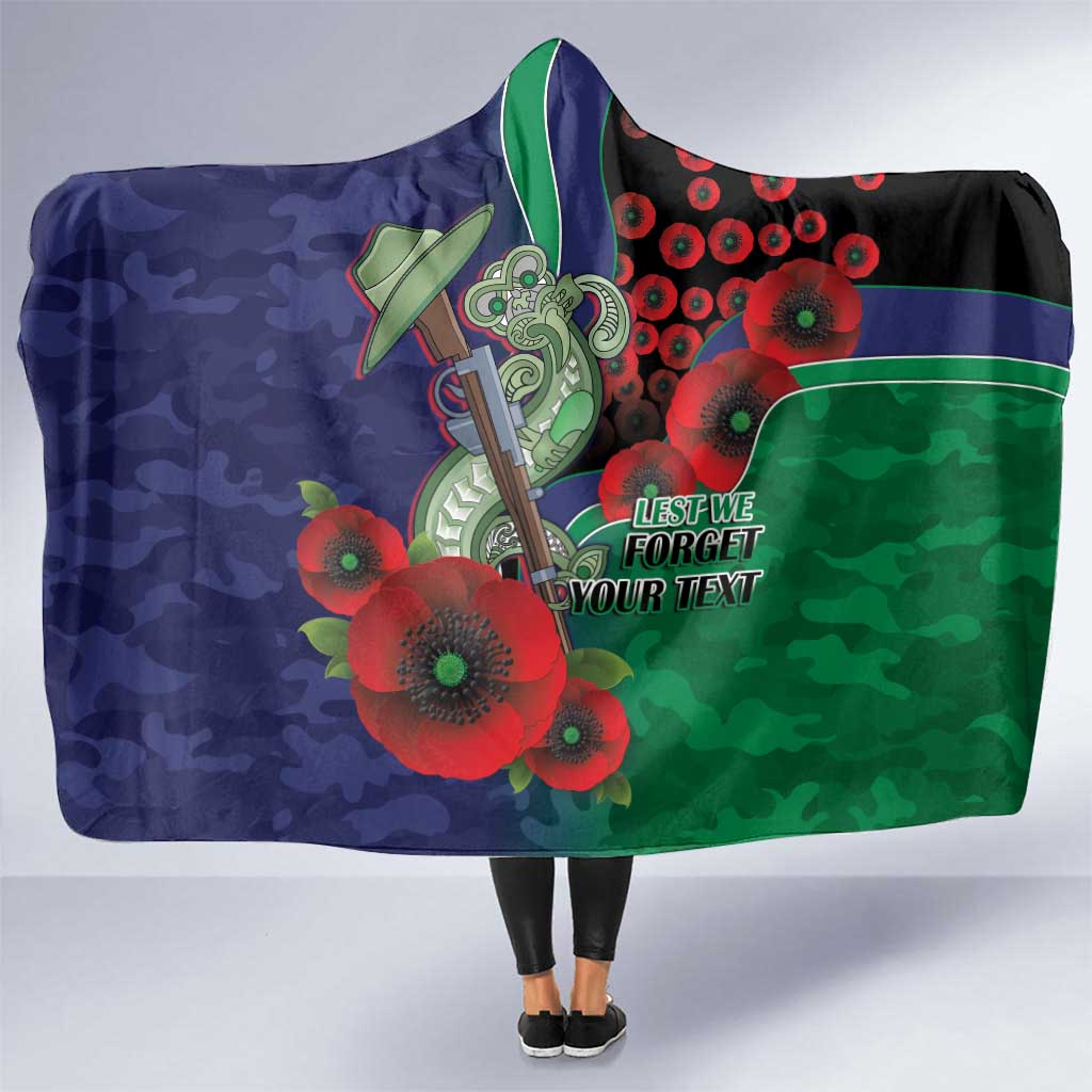 New Zealand Warriors ANZAC Personalised Hooded Blanket Lest We Forget Poppy Camo