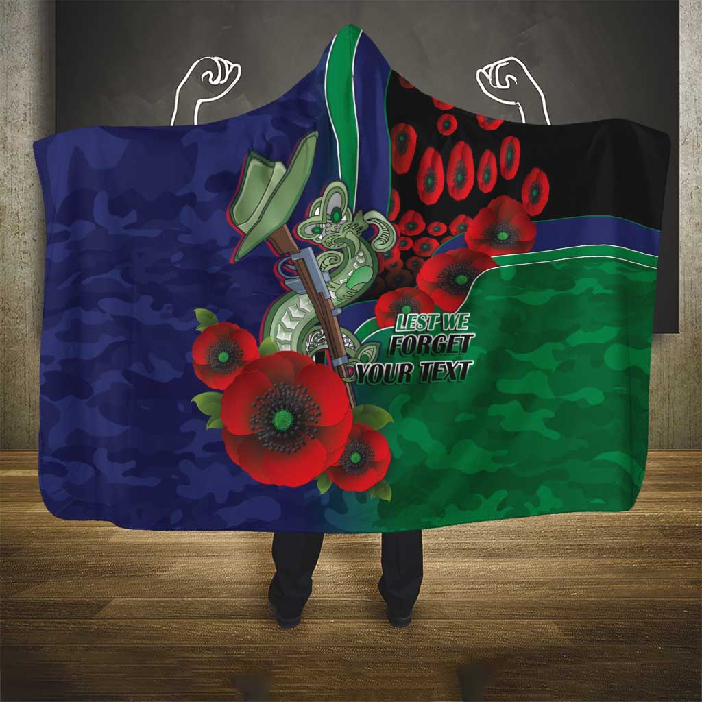 New Zealand Warriors ANZAC Personalised Hooded Blanket Lest We Forget Poppy Camo